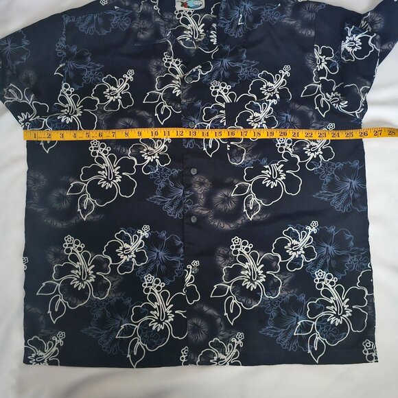 Ocean Current Navy Floral Hawaiian Button Front Short Sleeve Shirt Men's Large - Picture 8 of 10